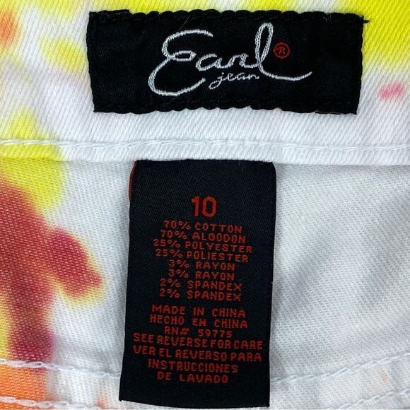 Earl Jean Tie Dye Raw Hem Jean Shorts White Orange 10 - Picture 6 of 9